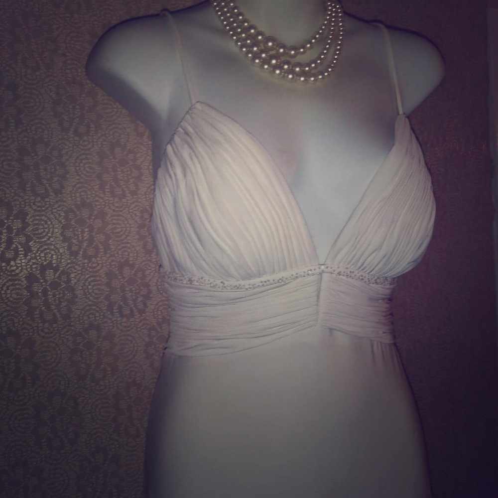 Nicole Miller satin wedding gown cross back